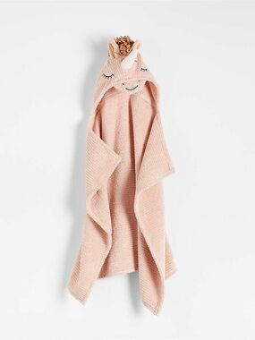 Crate & Kids Ribbed Baby Hooded Towel in Soft Coral